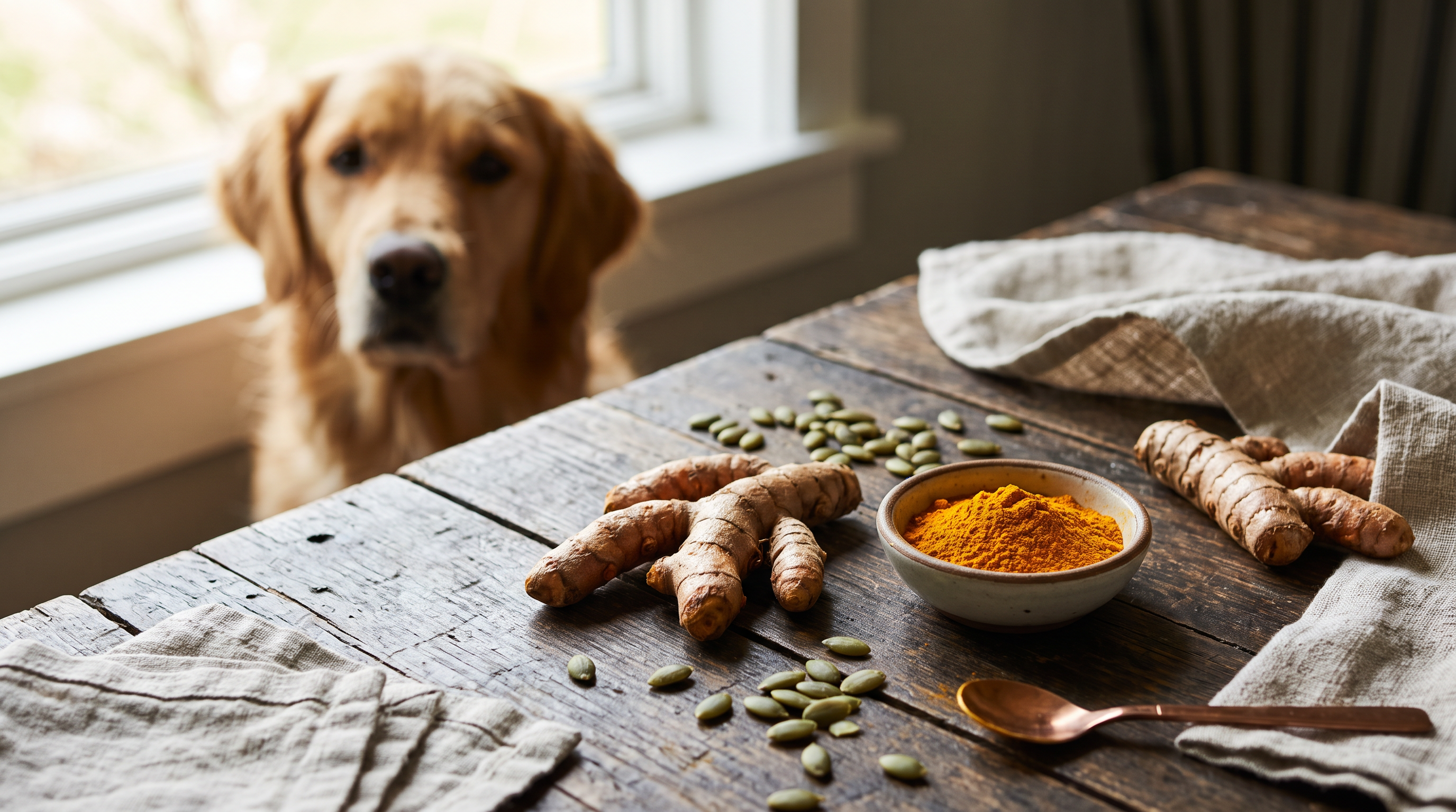 Turmeric and pumpkin seeds - natural ingredients for dogs