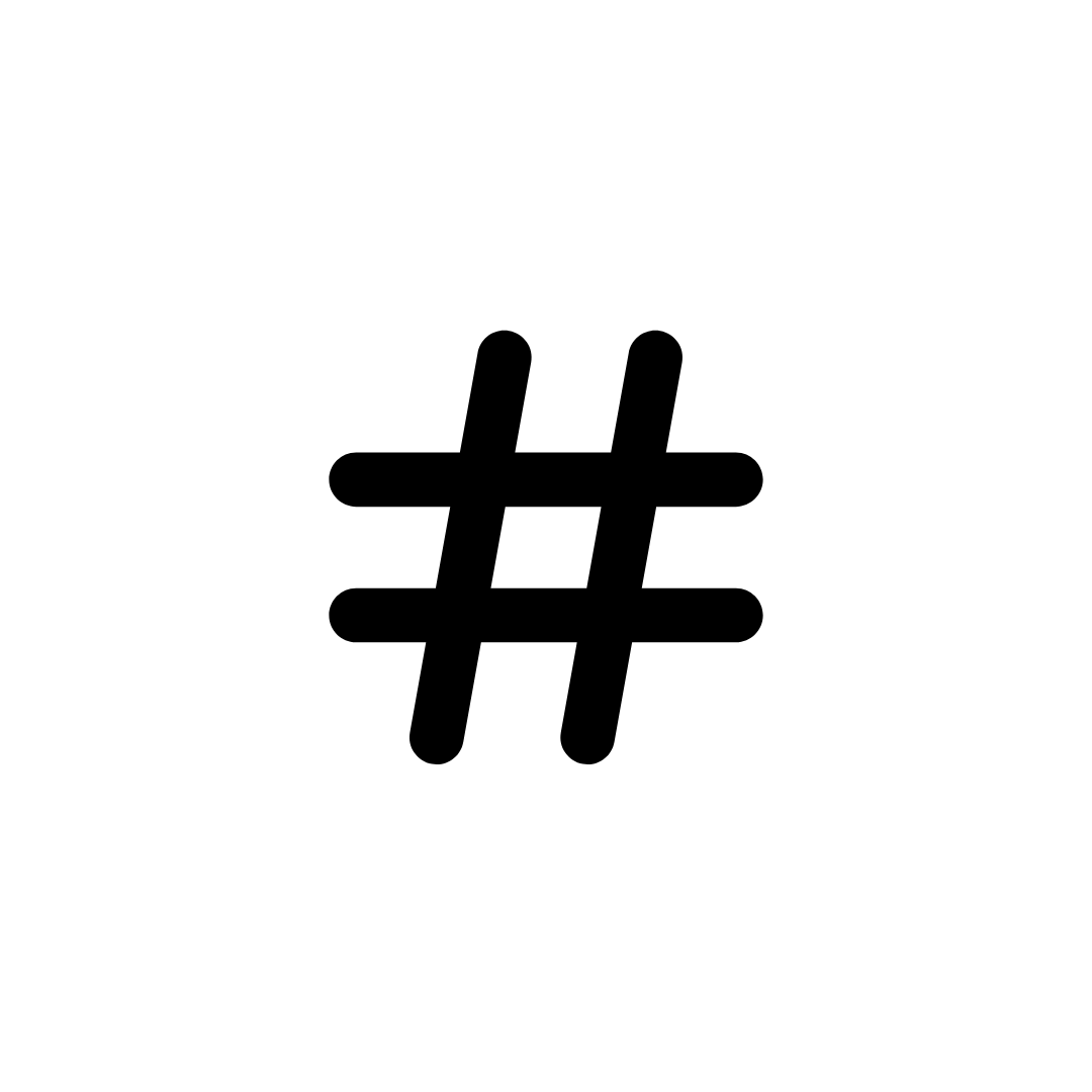 Black hashtag symbol on a white background for social media and blog promotion