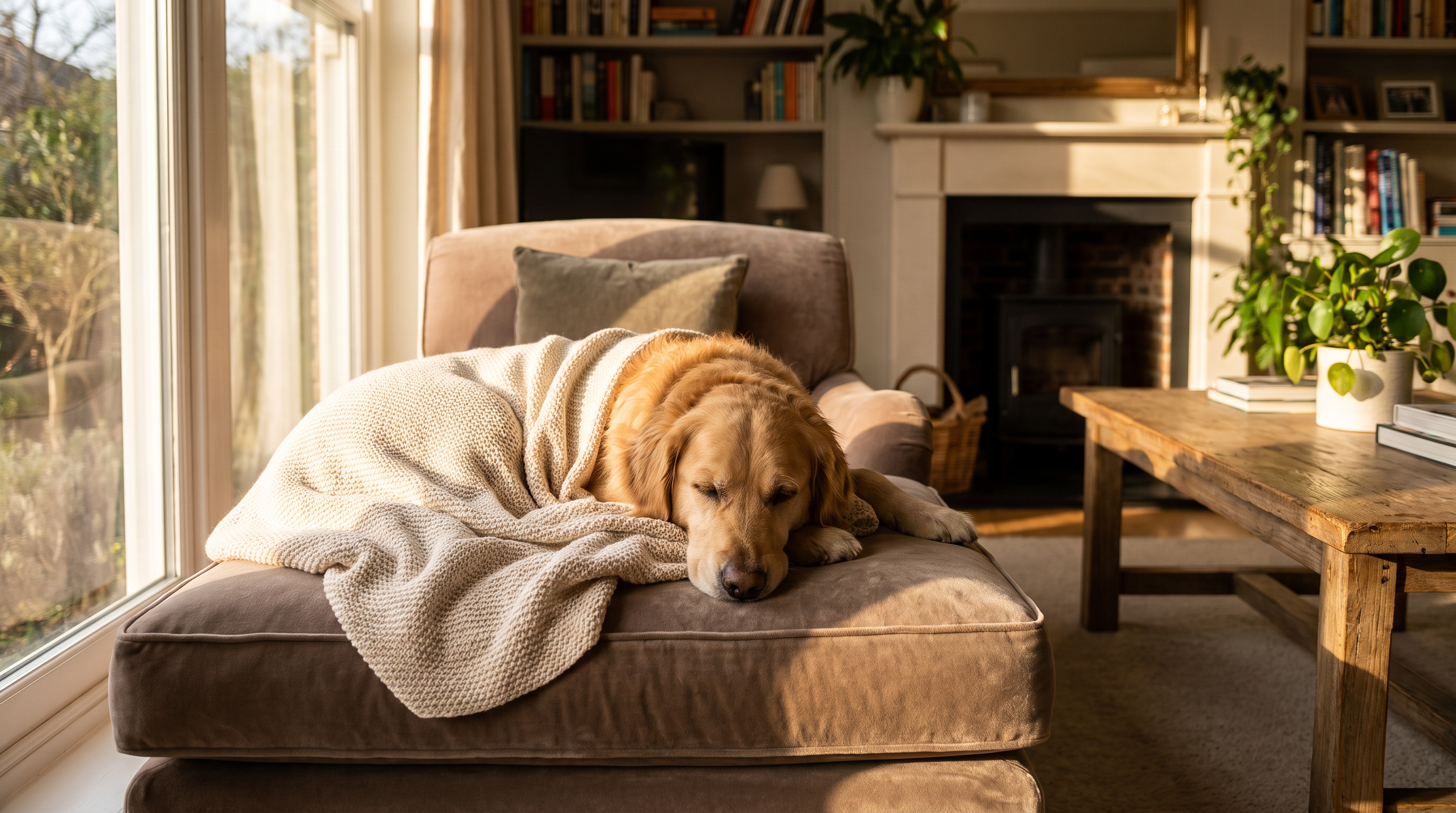 Calm relaxed dog resting - dog calming treats