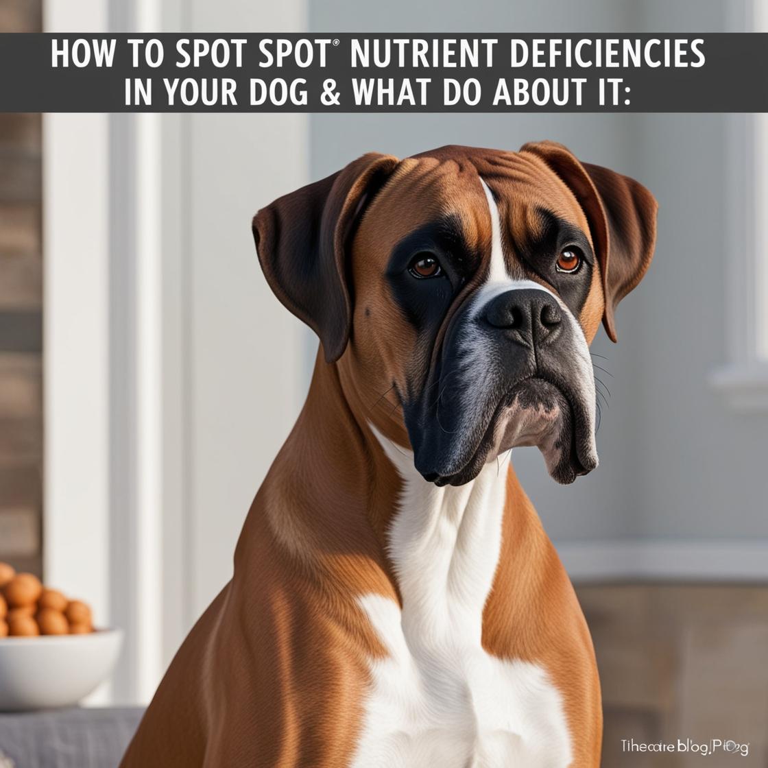 Boxer dog indoors with healthy coat, highlighting dog nutrient deficiency signs