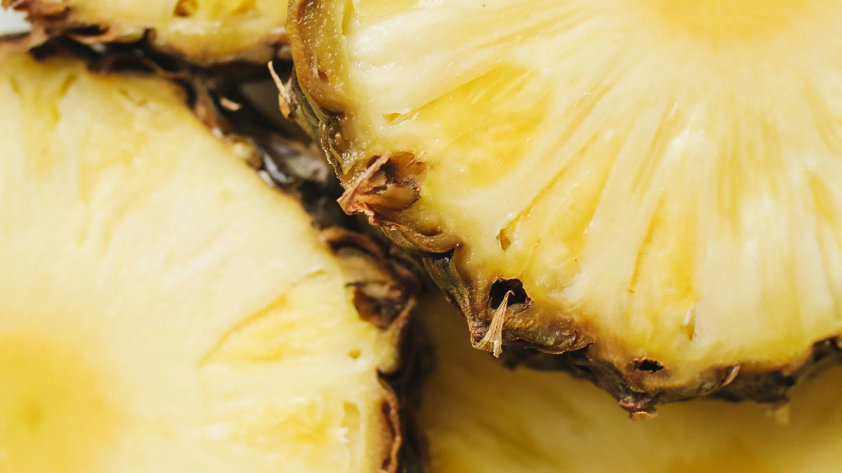 Close-up of sliced fresh pineapple