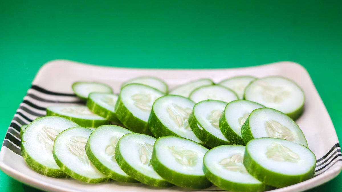 Sliced fresh cucumber on a plate