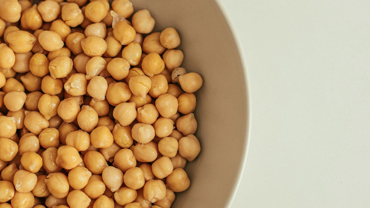 Bowl of chickpeas, the safe base ingredient in hummus, though finished hummus is not dog-safe