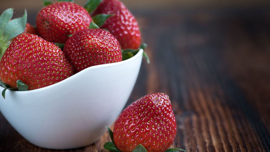 Bowl of fresh whole strawberries